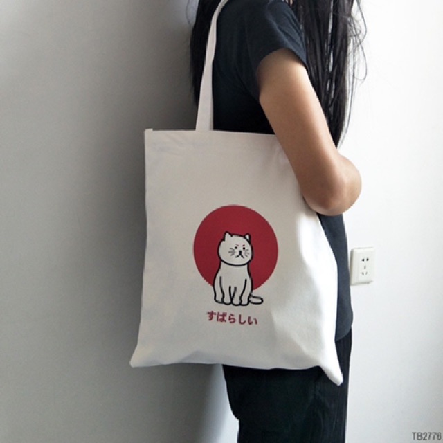 Túi Tote Vải Canvas Mèo