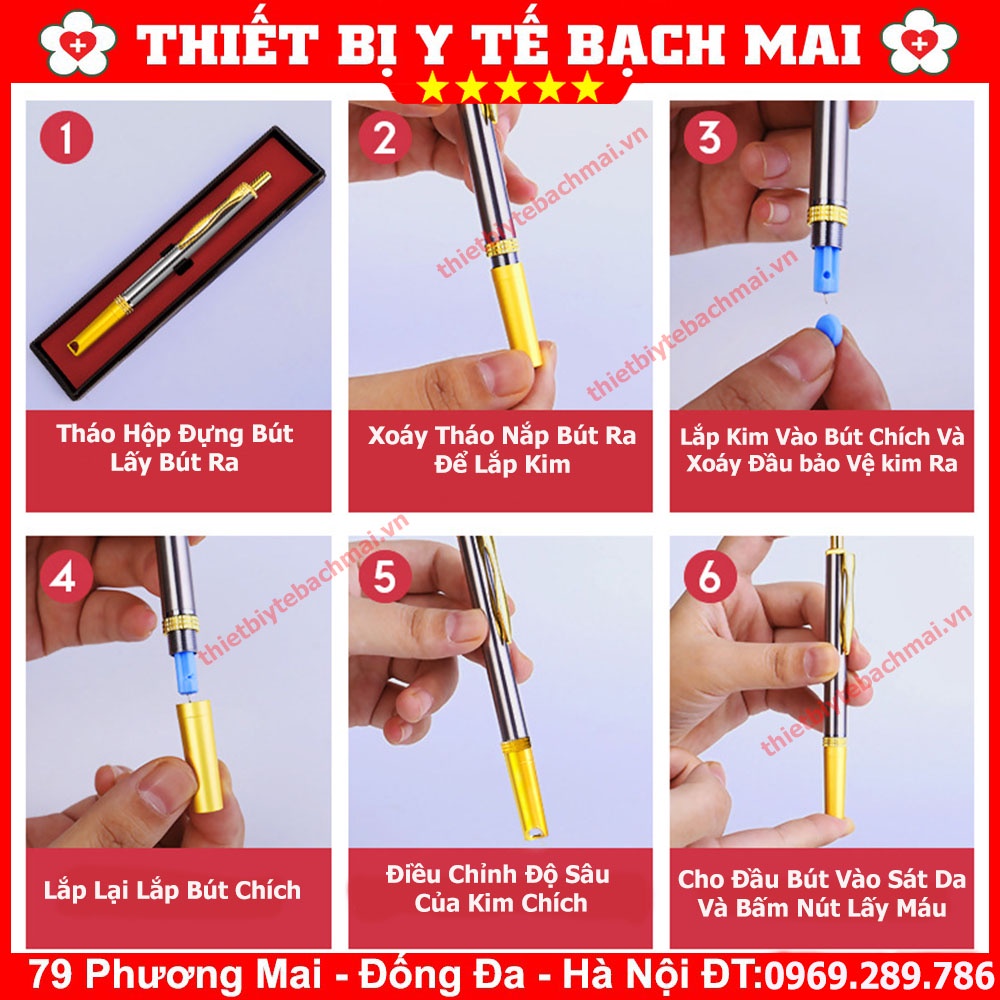 BÚT CHÍCH MÁU LIÊN TỤC CAO CẤP Dùng Lấy Máu Đo Đường Huyết, Giác Hơi