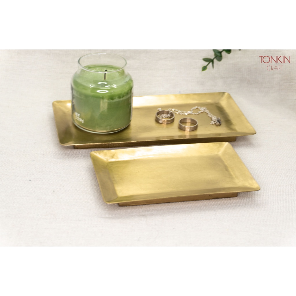 Đĩa đồng thau, đĩa đồng vàng, đĩa hình chữ nhật, đĩa trang trí