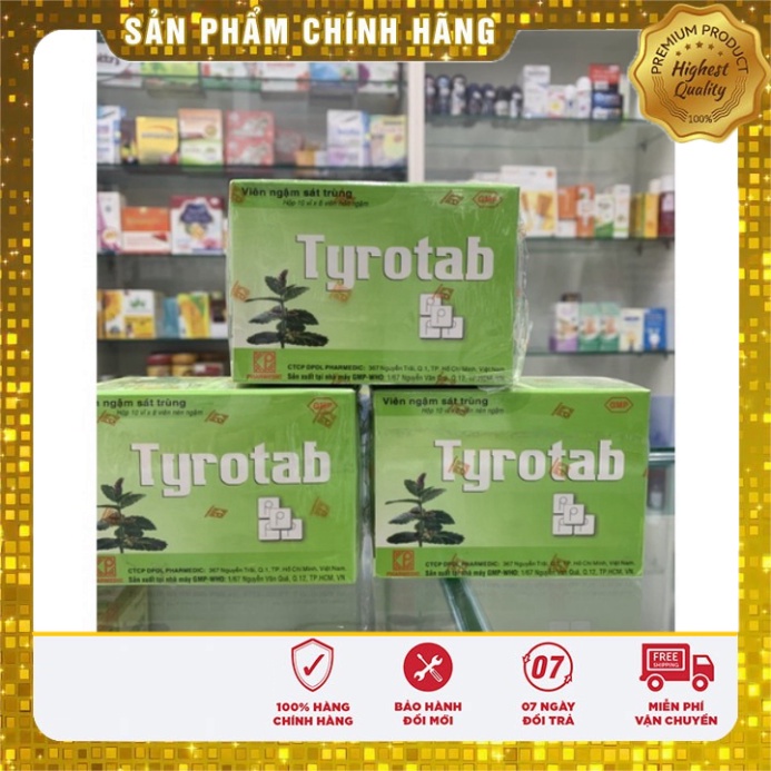 [Chính hãng] VIÊN NGẬM SÁT TRÙNG TYROTAB hộp 80 viên (10 VĨ ) - Ngậm ho  Date mới
