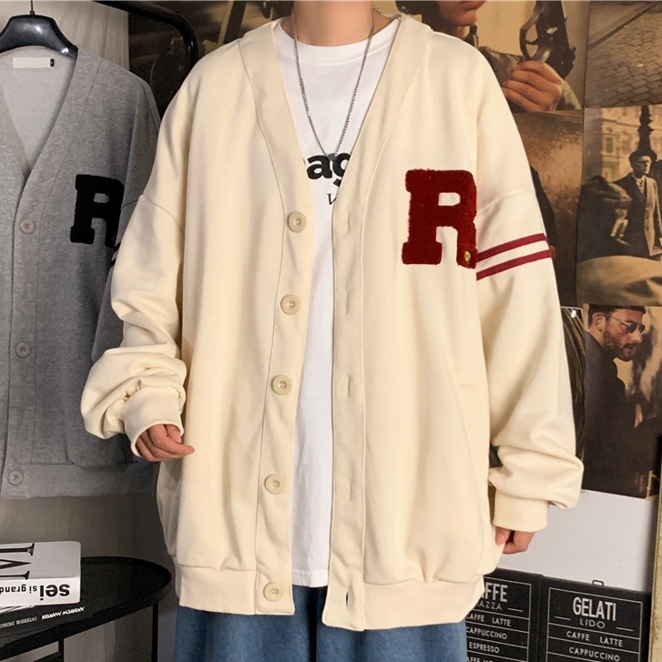 Áo khoác ngoài nam form rộng Áo cardigan nam khoác ngoài form rộng vải nỉ thời trang học sinh hàn quốc