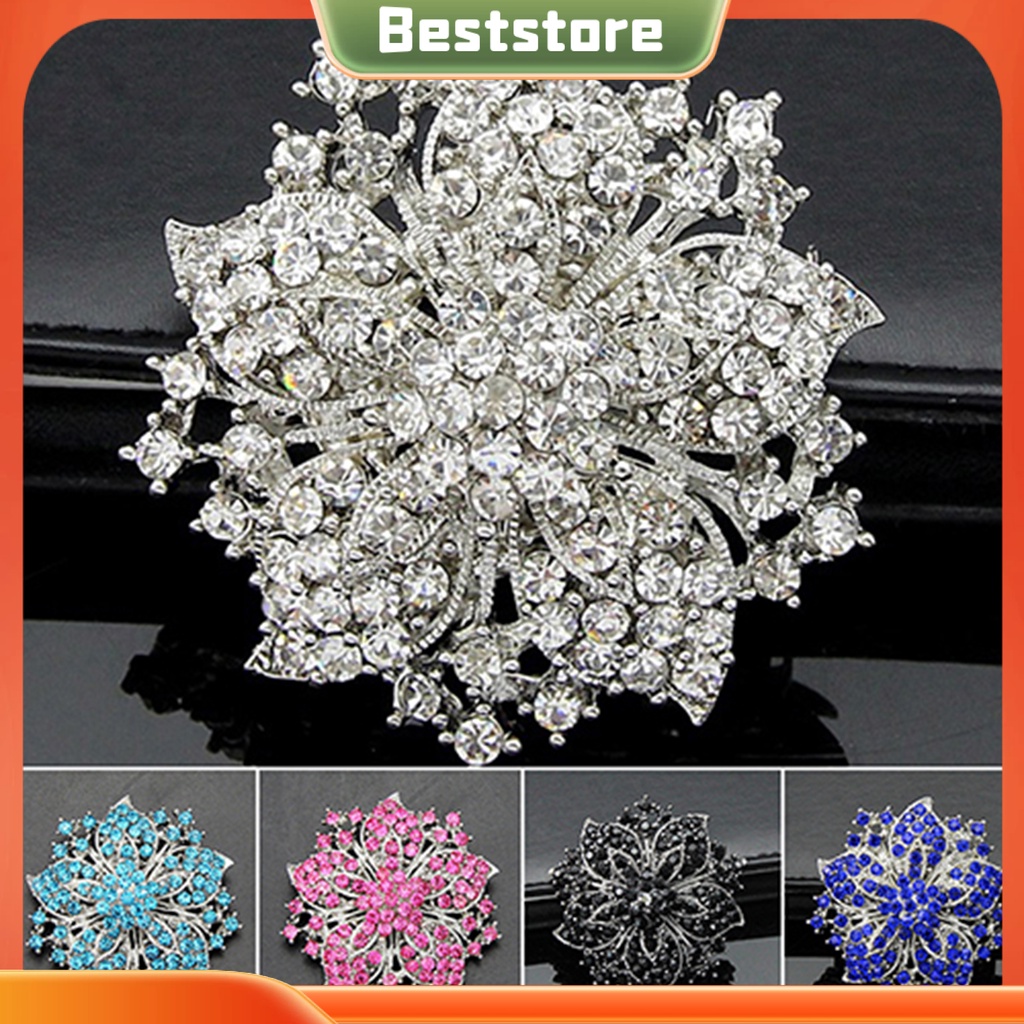 Ghim Cài Áo Mạ Bạc Hình Hoa Đính Đá Sang Trọng Bsm1