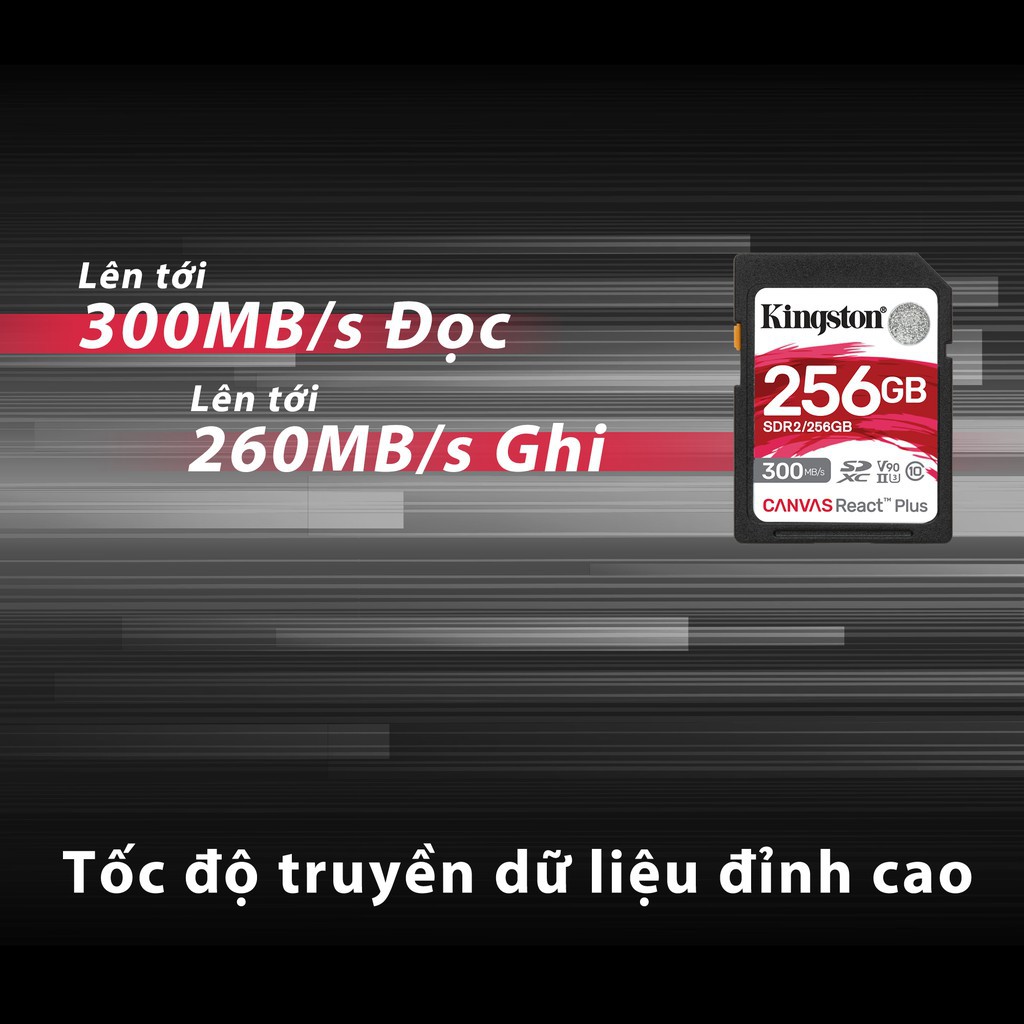 Thẻ Nhớ SD Kingston Canvas React Plus V90 256GB 300mbs/260mbs UHS II cho camera quay phim chuyên nghiệp 4K/8K MLPR2/256 | BigBuy360 - bigbuy360.vn