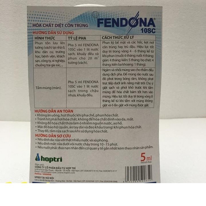 FENDONA 10SC-5ML-Thuốc diệt muỗi-kiến-gián