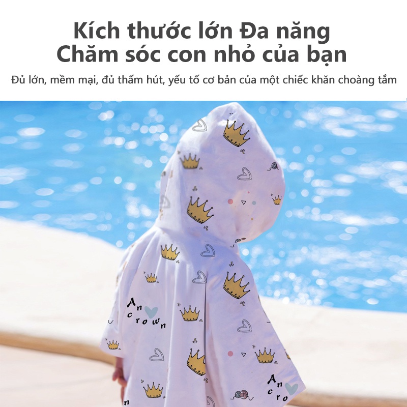 [Einmilk.ân ninh] Khăn tắm dạng áo choàng có nón 100% cotton đến từ Singapore siêu mềm thoáng khí, thấm hút nước cao