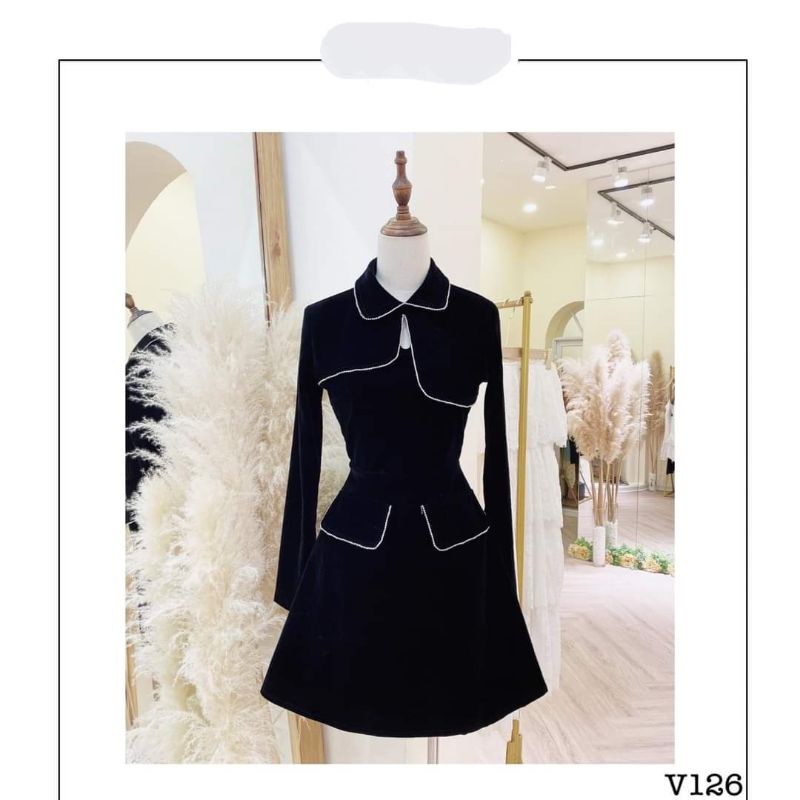 Đầm dự tiệc dạo phố cổ sen tròn phối túi tay dài Rony Dress