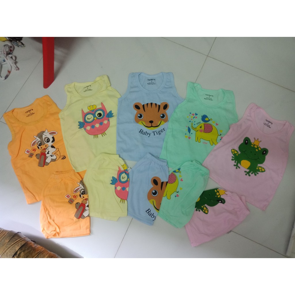 Combo 5 bộ ba lỗ cotton cho bé trai/gái