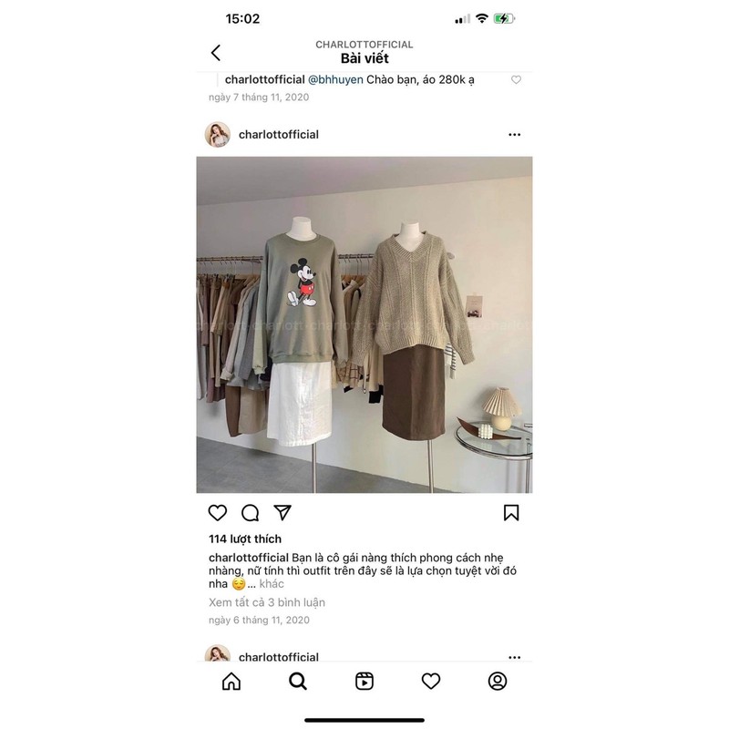 Sweater mickey Chảlott mua 680 pass 450 new
