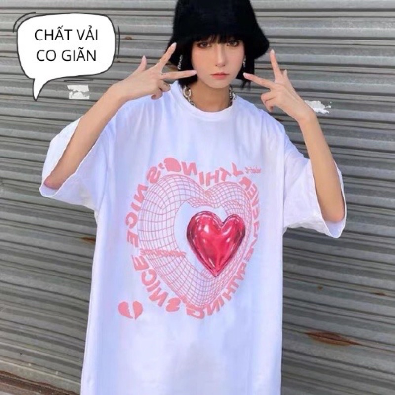 Áo thun unisex tay lỡ nam nữ form rộng Tim Heart Everything❤áo phông  cách in tim basic chất cotton giá rẻ đôi nhóm