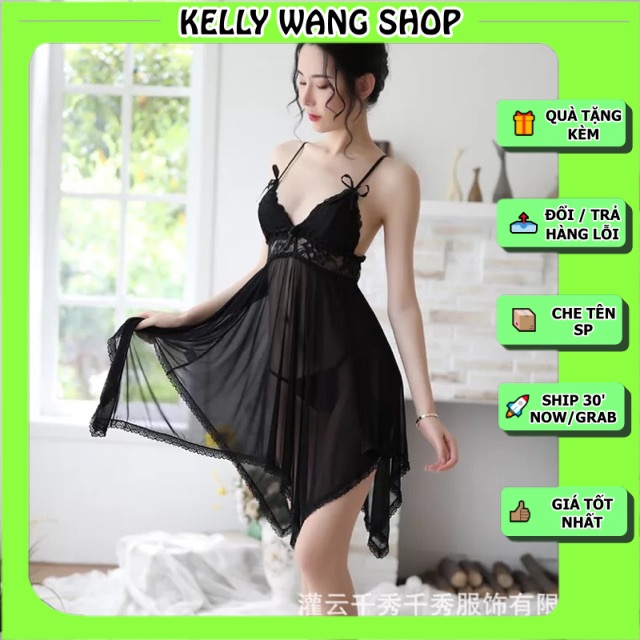 Váy ngủ sexy tà xéo KELLY WANG SX218