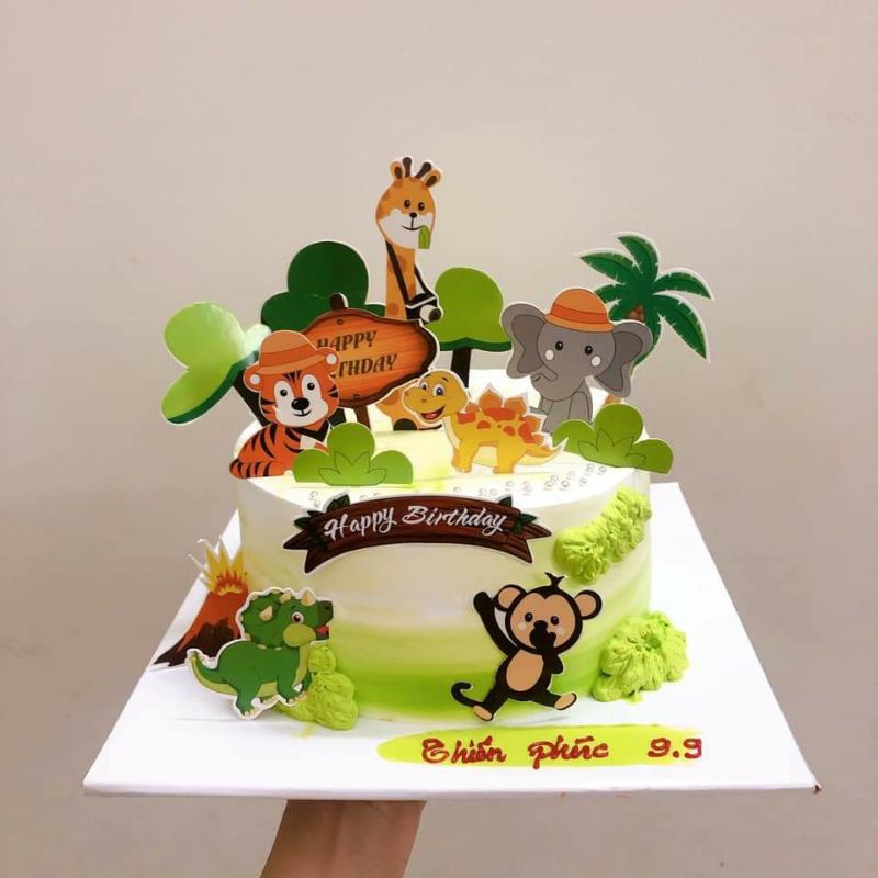 Set cắm vườn thú trang trí bánh kem, topper cake