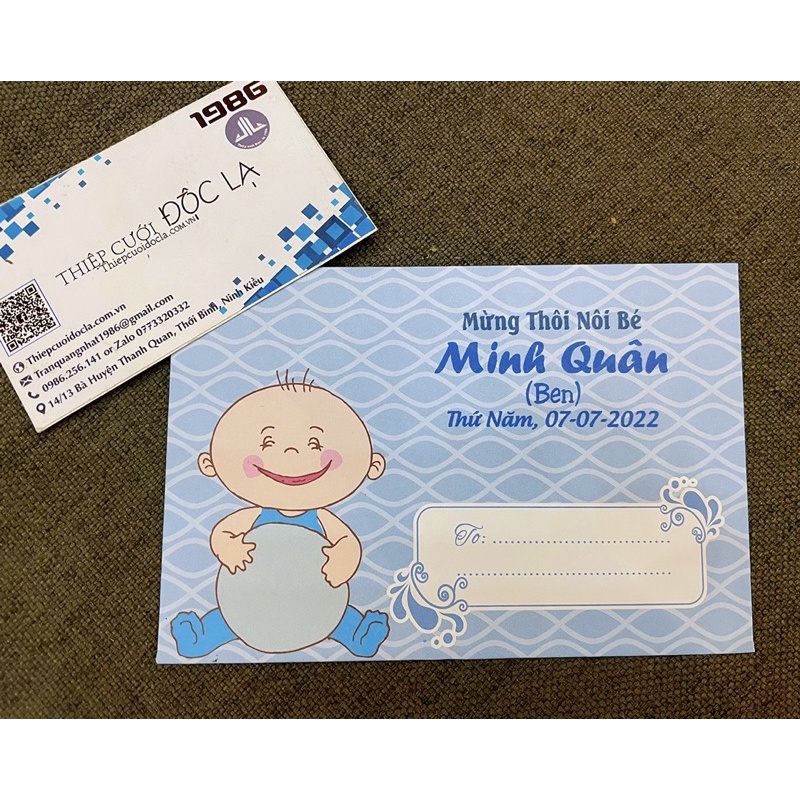 Thiệp Thôi nôi, sinh nhật, đầy tháng in nội dung theo yêu cầu