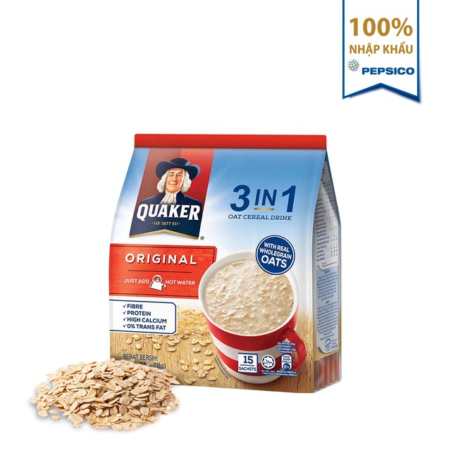 Thức uống yến mạch Quaker 3 in 1 Vị truyền thống Gói 420g | BigBuy360 - bigbuy360.vn