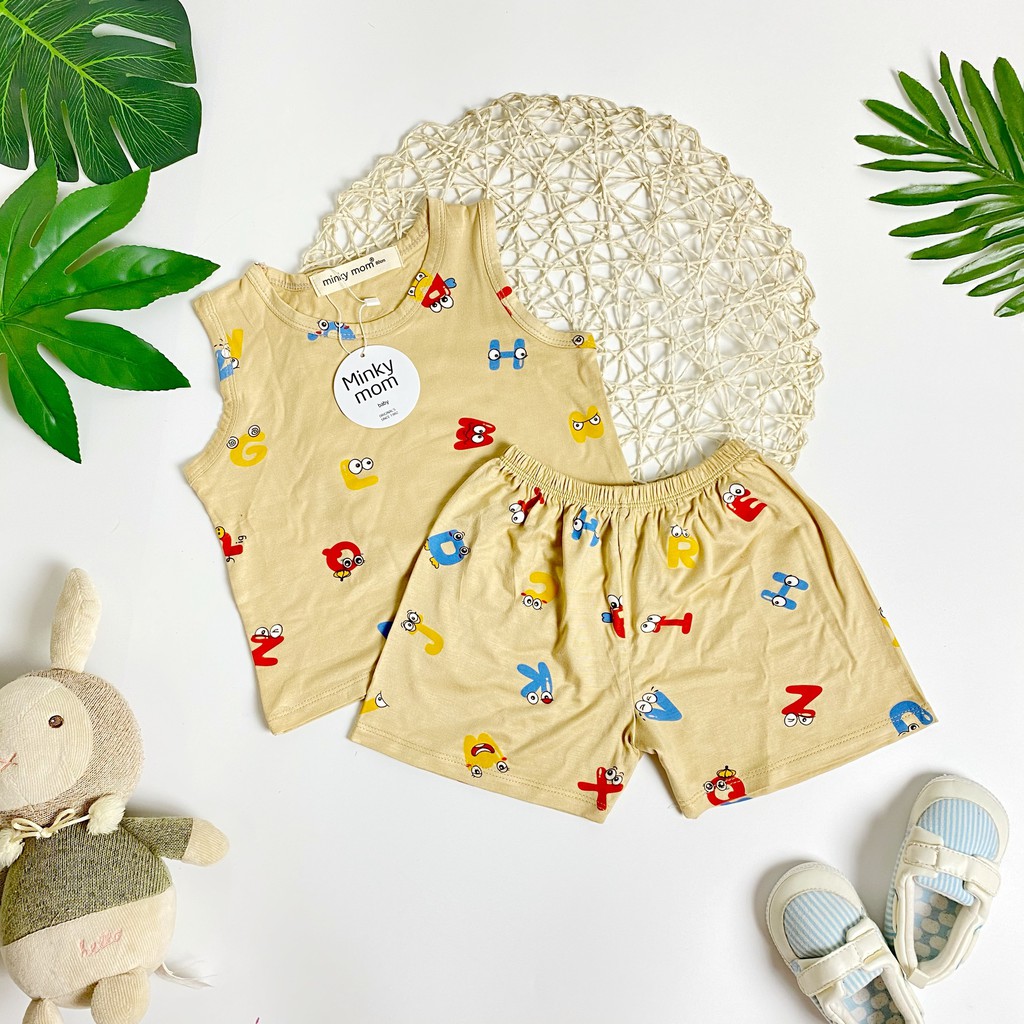 [6-18kg] Đồ Bộ Thun Cotton 100% MinkyMom Họa Tiết Chữ Cái Cho Bé Từ 6-18kg - MeGauu MM001 [Hình thật]