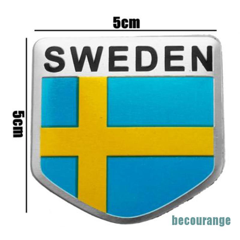 [becourange]1Pc Sweden flag logo emblem alloy badge car motorcycle decor stickers