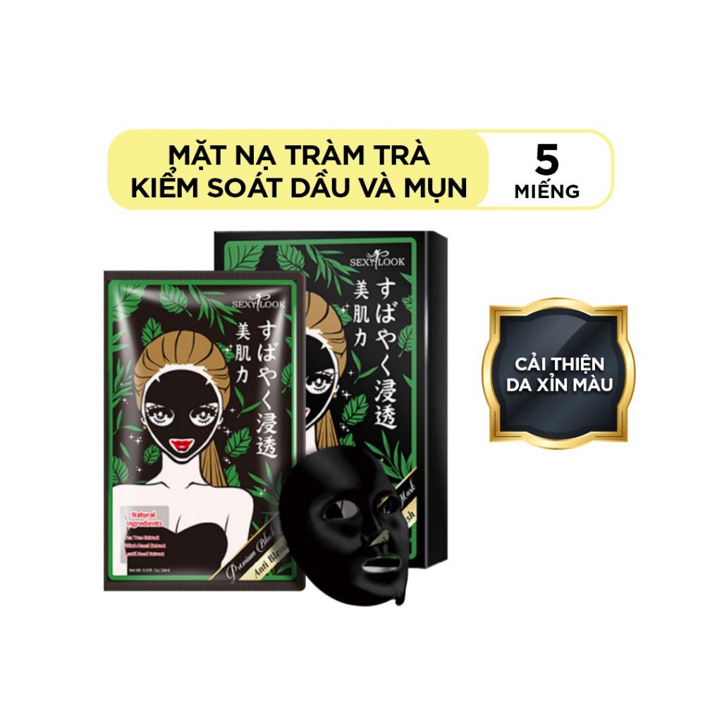 Mặt Nạ Tràm Trà Sexylook Kiểm Soát Dầu, Mụn, Làm Sạch, Se Khít Lỗ Chân Lông, Dưỡng Ẩm, Mờ Thâm, Hộp 5 Miếng