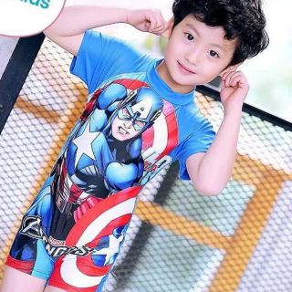 Đồ bơi liền quần in 3d avengers bé trai