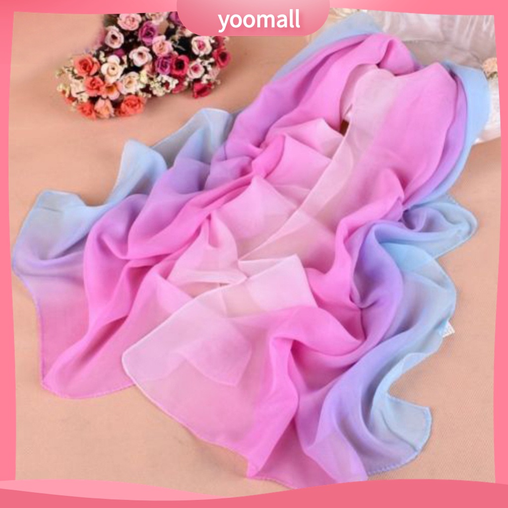 Yomall♡ Khăn Choàng Chiffon Dài Màu Gradient Mềm Mại Thời Trang Đi Biển Cho Nữ