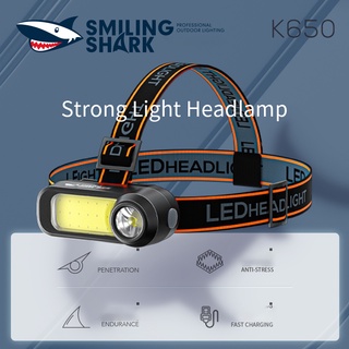 Đèn pha đội đầu SmilingShark COB LED sạc lại USB 2 nấc điều chỉnh chống nước IPX4 cắm trại ngoài trời câu cá