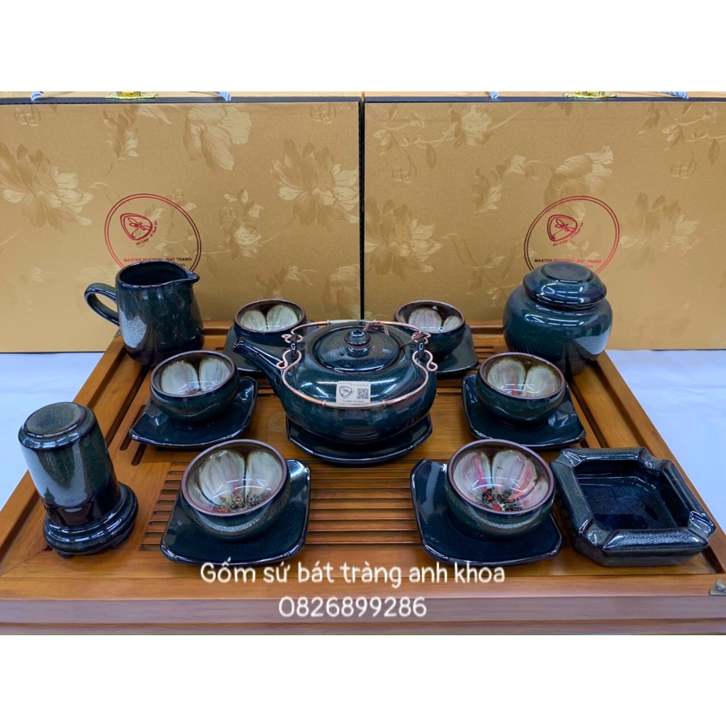 [CHÍNH HÃNG NGHỆ NHÂN]Bộ ấm chén HOA NỞ TRONG CHÉN nghệ nhân TÔ THANH SƠN Bát Tràng - Bộ ấm chén đẹp