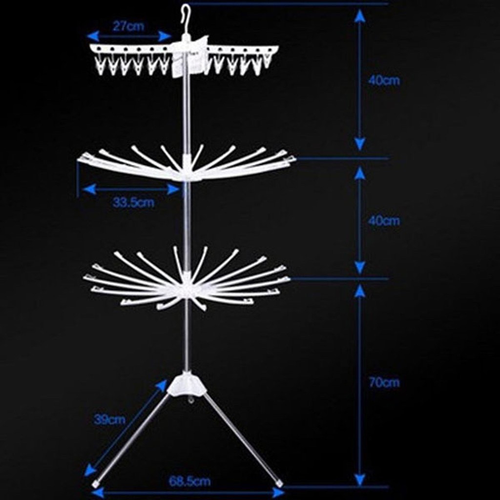 Cây phơi quần áo đa năng cho bé 3 tầng, giá phơi đồ 3 tầng, giàn phơi quần áo sơ sinh gấp gọn tiện ích