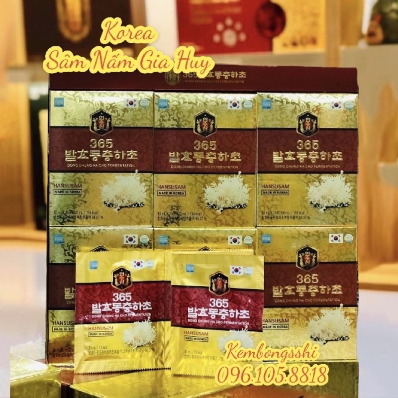 [HÀNG MỚI VỀ ] Đông Trùng Hạ Thảo 365 Hộp 60 gói Cao Cấp Bổ Phổi Hàn Quốc