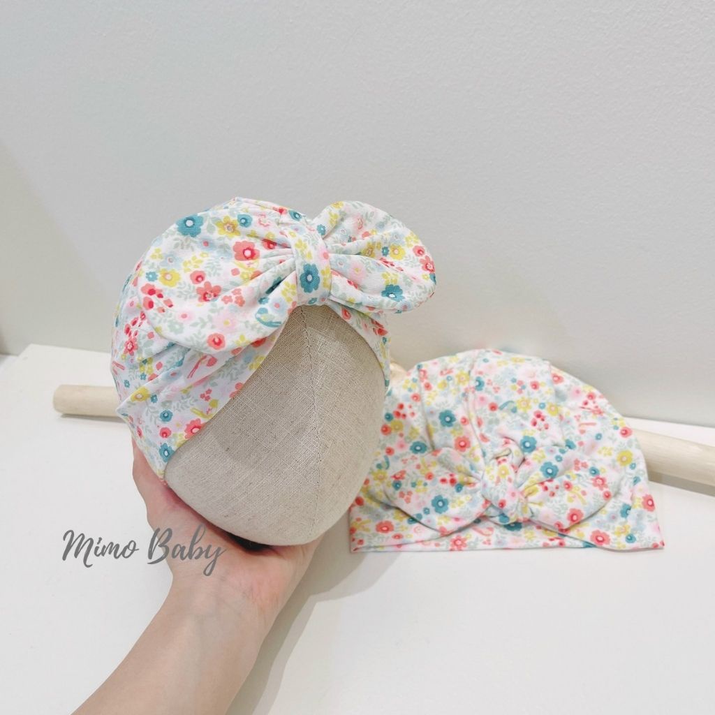 Mũ nón turban vải cotton họa tiết hoa nhí sắc màu dễ thương cho bé gái MTB169 Mimo Baby