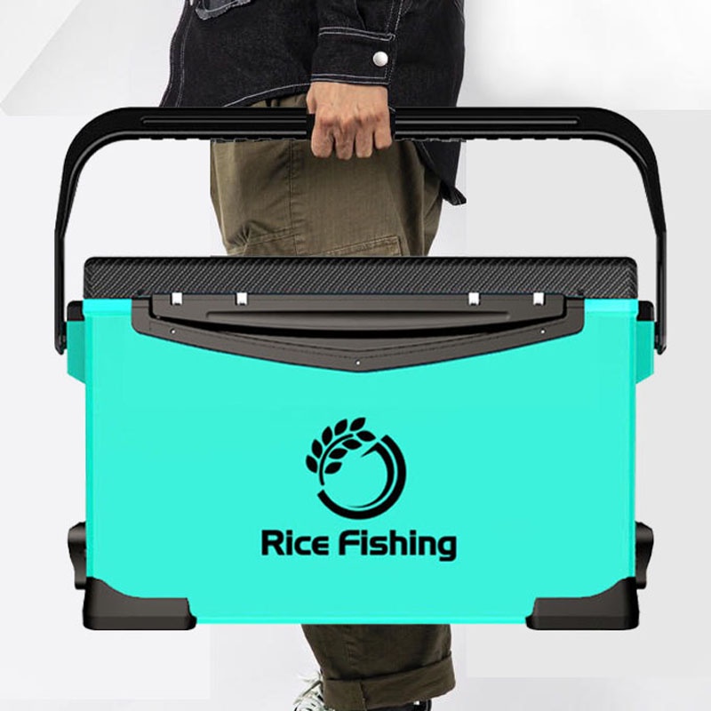 Thùng Câu Đài Rice Fishing Đa Năng Thể Tích 29L Nắp Thùng Carbon, trọng lượng nhẹ, giữ nhiệt tốt KK-42