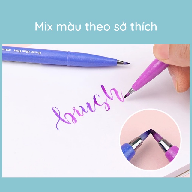 Bút Thư Pháp Pentel Fude Touch Sign Brush 12 Màu Pastelv