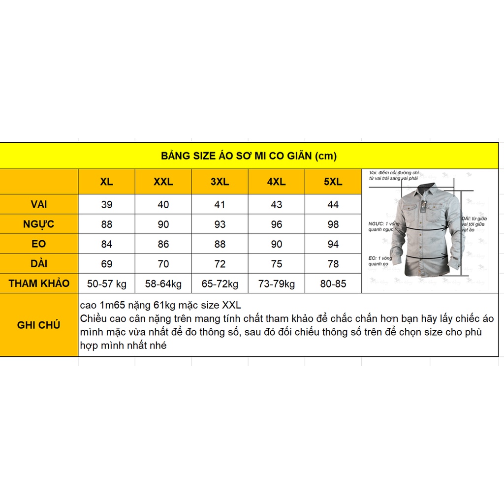 Áo sơ mi nam dài tay vải jean chất vải co giản nhẹ mềm mát thấm hút mồ hôi từ 50- 85kg