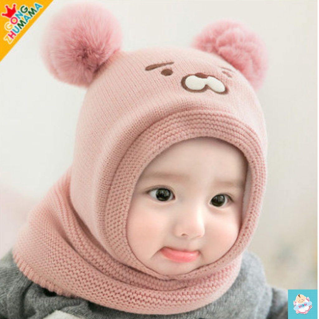 Mũ len cho bé, mũ len gấu ngộ nghĩnh đáng yêu 3- 24 tháng - BOBBI VN