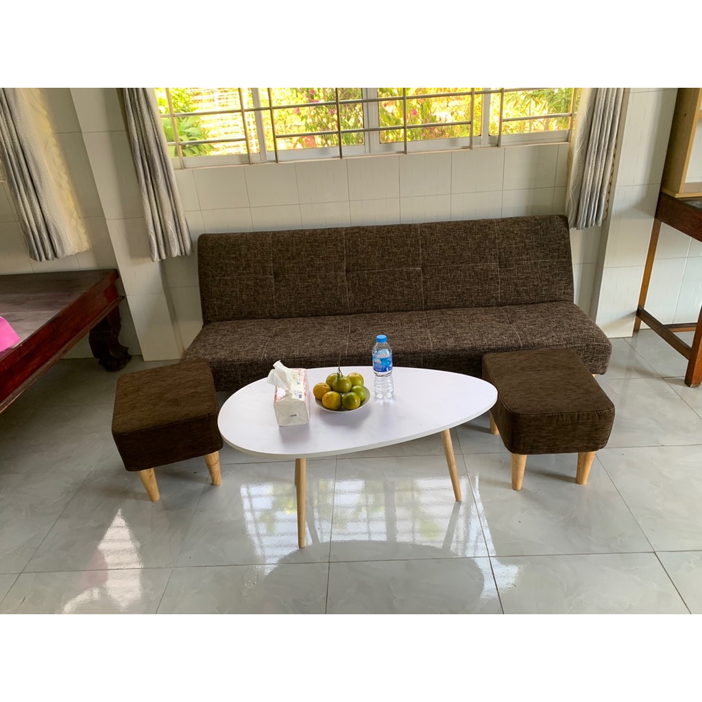 Bàn trà sofa IGA hiện đại hình trứng màu Trắng phòng khách GP55.01