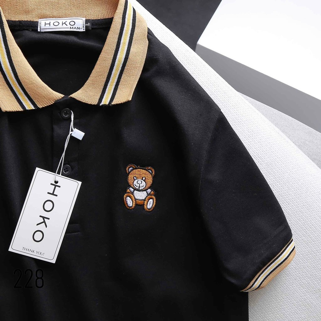 ÁO THUN NAM CỔ BẺ POLO NGỰC THÊU GẤU 228 CHẤT LIỆU CAO CẤP THẤM HÚT MỒ HÔI PHONG CÁCH TRẺ TRUNG