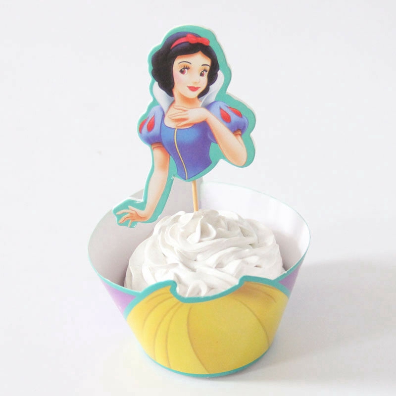 Bộ 48 cốc giấy bọc và que cắm bánh cupcake hình công chúa xinh đẹp
