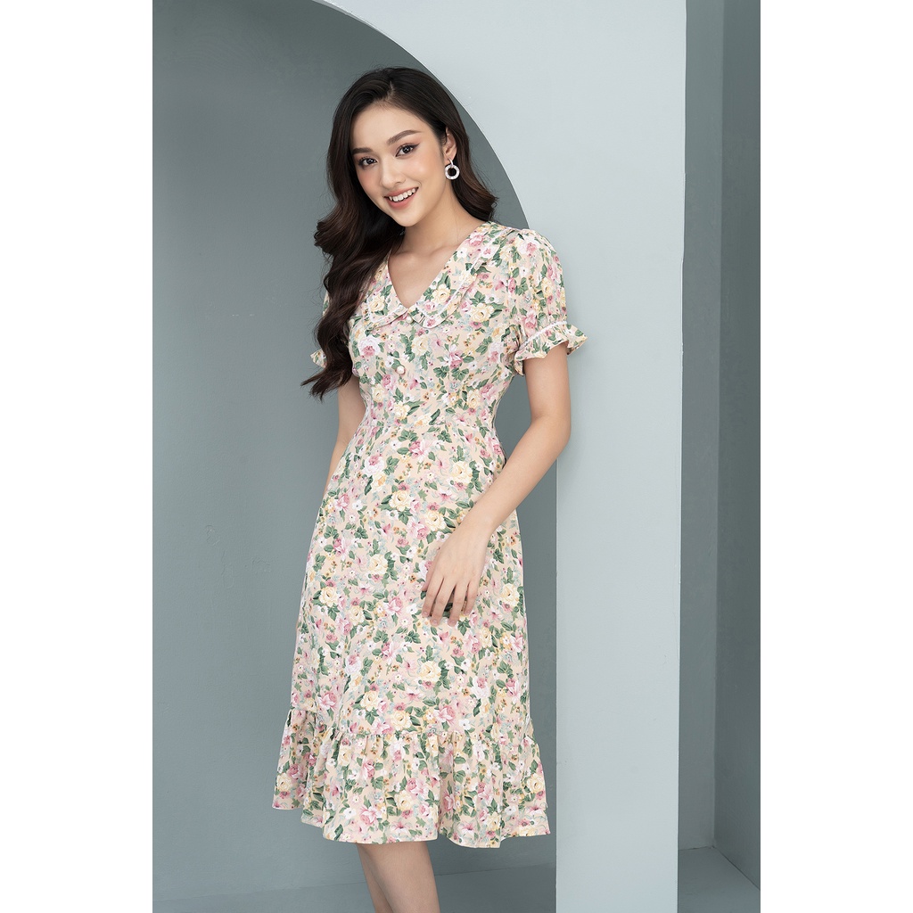 Đầm Thiết Kê Nữ Dáng Xòe Cổ Tim Họa Tiết Hoa LUPERI LFV3207 Cho Bạn Nữ Đi Chơi Đi Dạo Phố