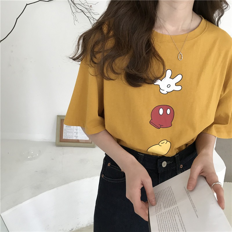 Áo Thun Nữ Tay Ngắn Dáng Rộng Chất Liệu 100% Cotton