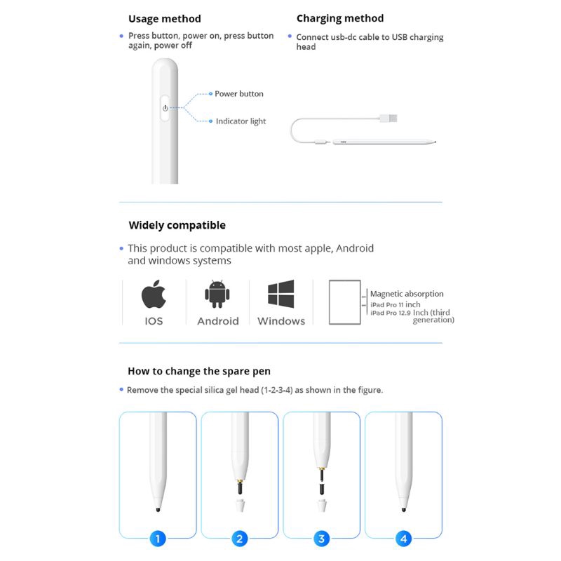 zzz* Universal Active Stylus Pen For iPhone Tablet Smart Touch Pencil For Apple iPad | WebRaoVat - webraovat.net.vn