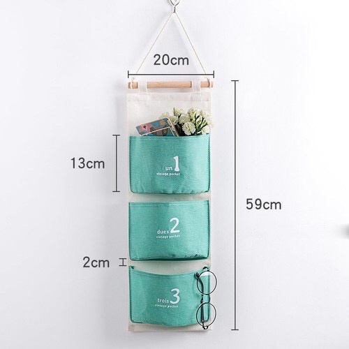 Túi Vải Treo Tường 3 Ngăn Đa Năng, Tiện Lợi, Đựng Đồ Cá Nhân