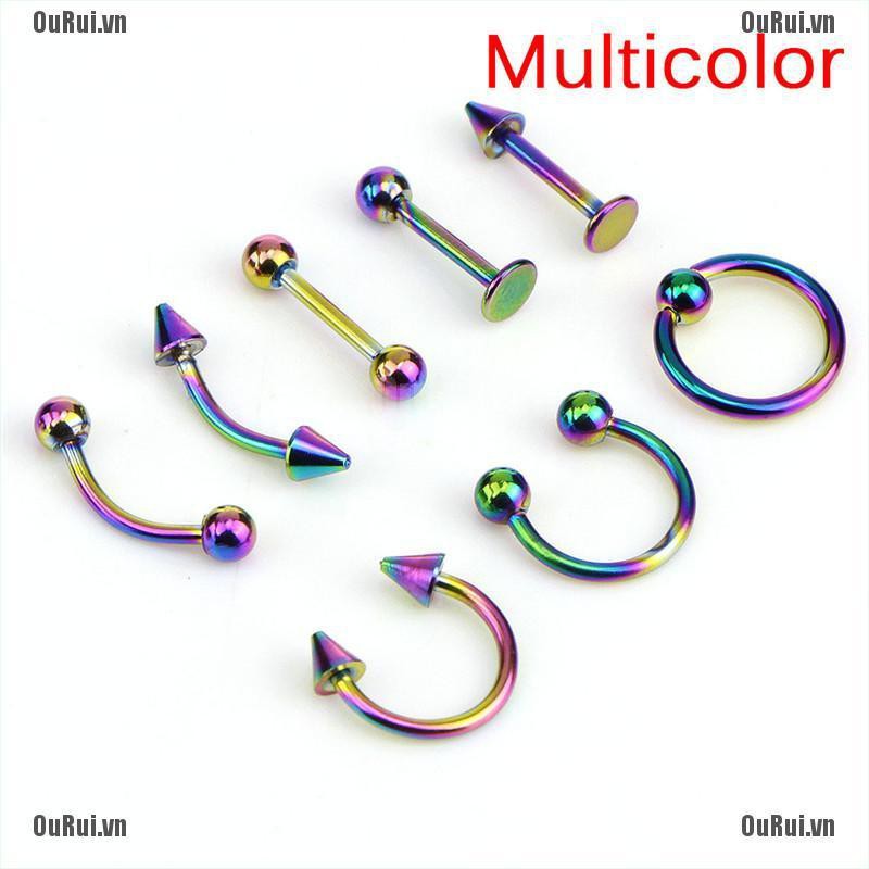 Bộ 8 Khuyên Xỏ Cơ Thể Bằng Thép Không Gỉ 16g Cá Tính