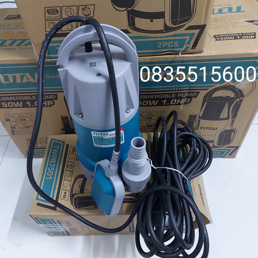 MÁY BƠM CHÌM NƯỚC THẢI CAO CẤP TOTAL TWP87501  BƠM TÕM VỎ NHỰA