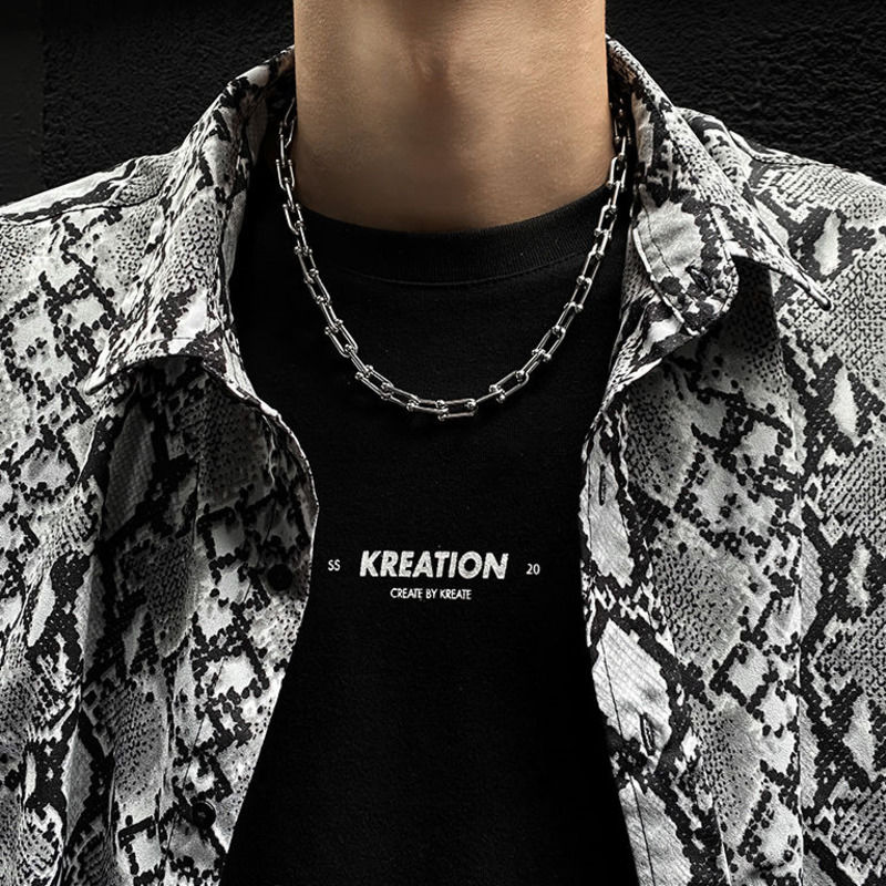 Vòng cổ thép titan dạng chuỗi xích cá tính