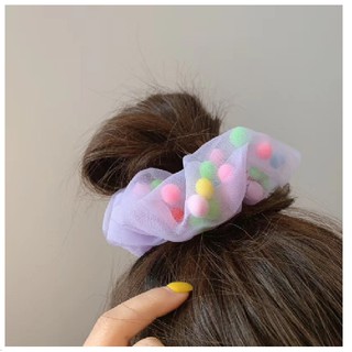 Buộc tóc SCRUNCHIES pom pom hạt to