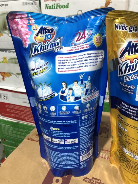 Nước giặt khử mùi Attack 1.4kg Hương hoa anh đào/ Lavender - 1.4 kg chỉ 59k