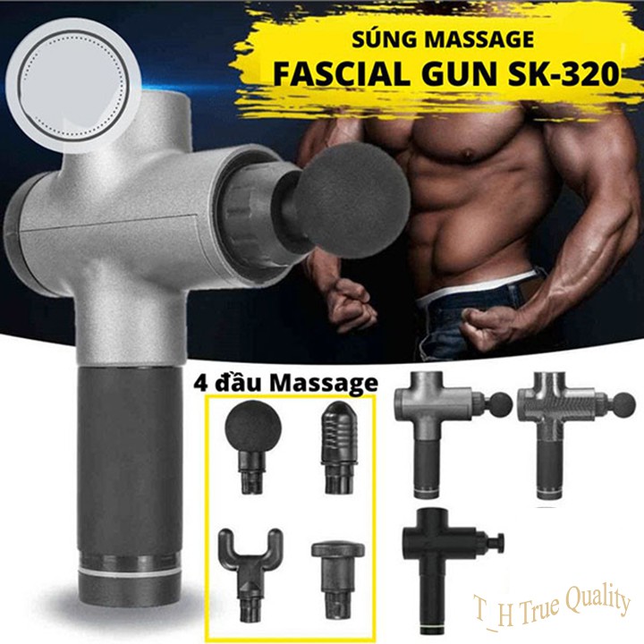 Súng massage giãn cơ cầm tay dùng pin sạc Booster(Fascial gun) hỗ trợ tập, tăng cơ, đấm lưng thư giãn lưu thông máu - BH