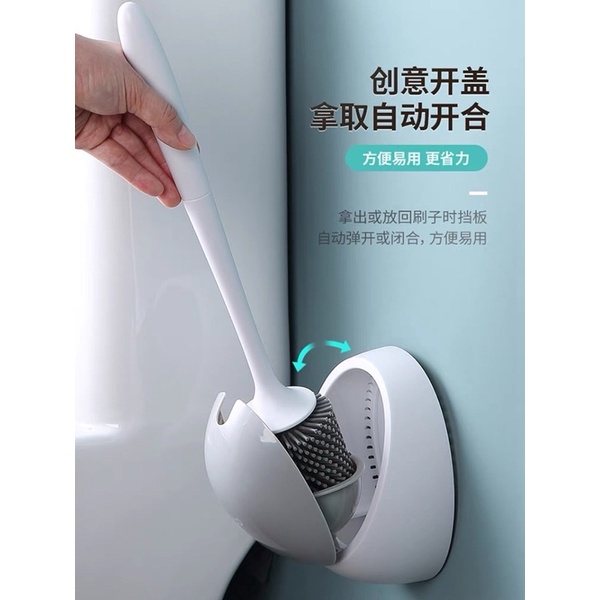 Cọ Vệ Sinh ECOCO Dán Tường Cao Cấp, Cọ Toilet Tròn Sợi Silicon Mềm Cọ Rửa Sạch Sẽ Chống Bắn Nước