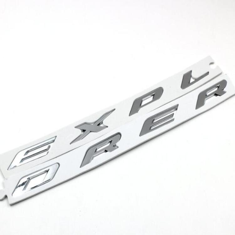 Decal tem chữ EXPLORER 3D dán trang trí đầu xe ô tô, chất liệu hợp kim inox và nhựa ABS