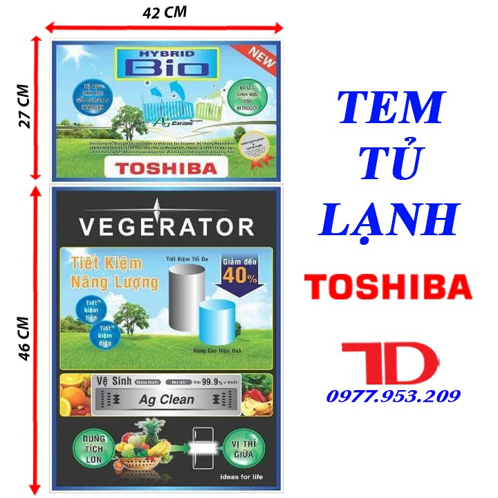 Miếng dán tủ lạnh TOSHIBA, tem dán trang trí tủ lạnh TOSHIBA mẫu 2