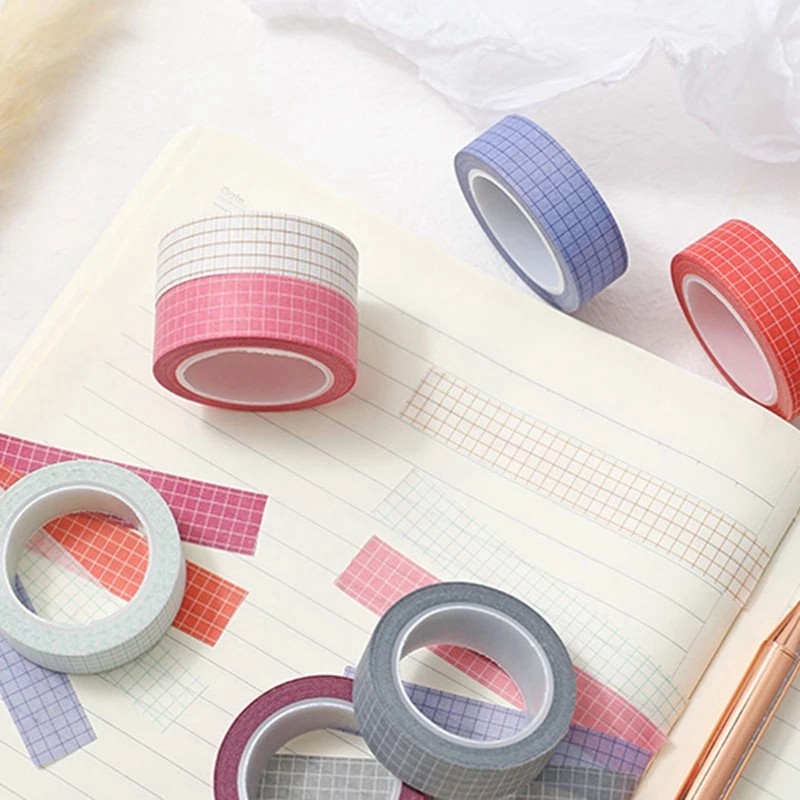 14 Rolls 10M Grid Washi Tape Japanese Paper DIY Planner Masking Tape