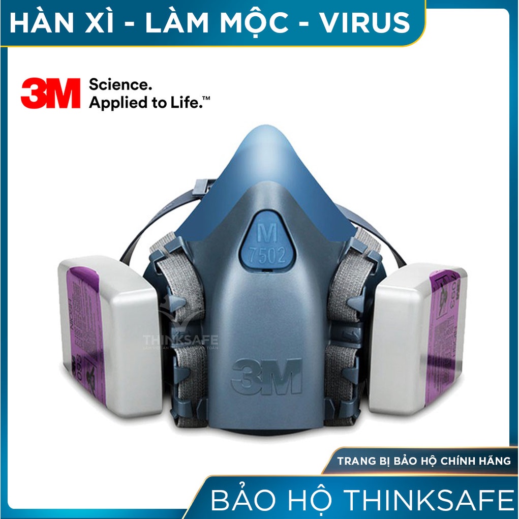 Mặt nạ phòng dịch 3M Thinksafe, tiêu chuẩn N95, phòng dịch, lọc bụi mịn pm2, bảo vệ hô hấp, 3M chính hãng -7502/7093