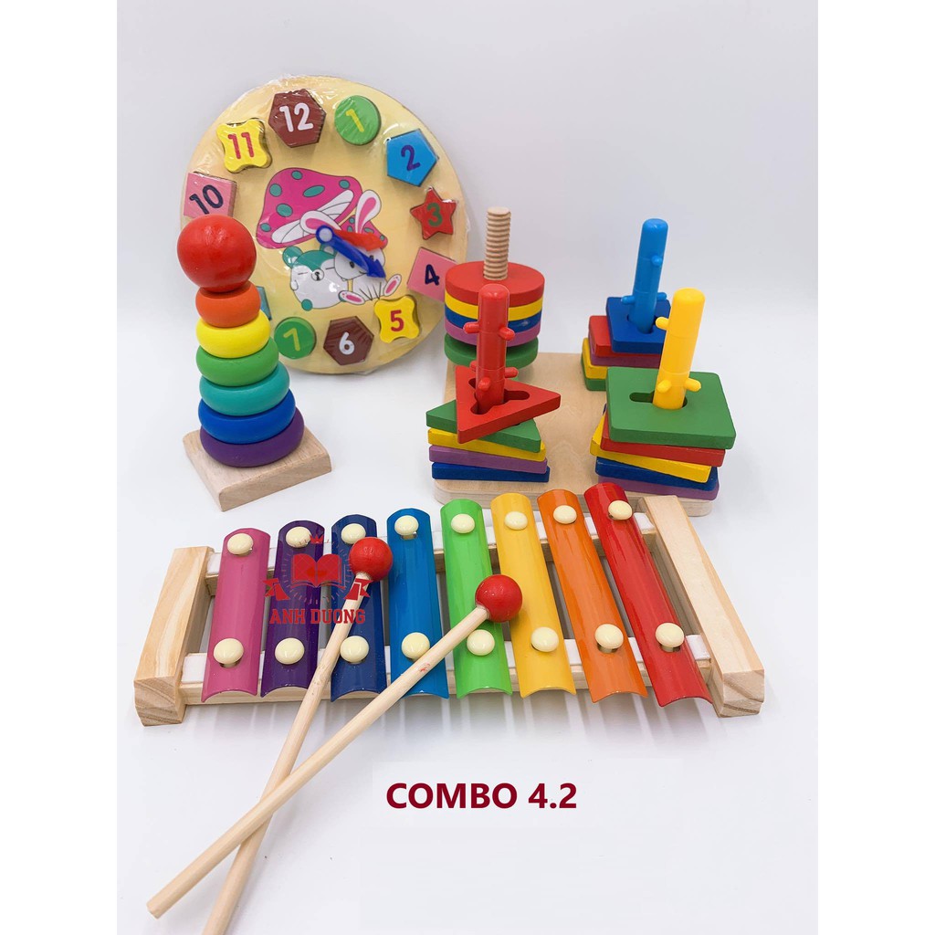 COMBO ĐỒ CHƠI TRÍ TUỆ THÔNG MINH CHO BÉ- ĐỒ CHƠI GỖ